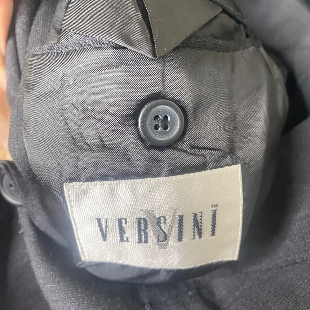 Versini Wool Suit Blazer Jacket Mens 38R Black Two Button Sports Coat Business C